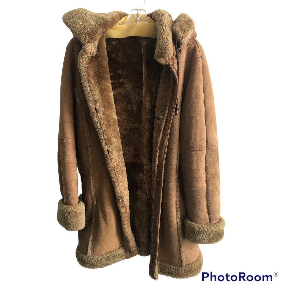 BULUR shearling hooded coat removable hood XL